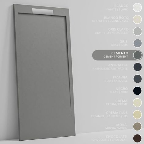 SOULBATH Receveur de Douche - Résine - Gel Coat - Texture Lisse/Pierre - GRIS CIMENT- Antidérapant- 130x80 Extra plat 3cm- Conception Élégante (1/5)