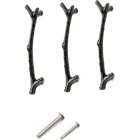 Lot de 6 boutons en forme de clé en alliage de zinc Bronze Tirez décoratif Armoire Armoire Porte Tiroir Boutons Branches Tirez Poignées pour Meubles (6pcs Bronze x 2 Trous (Court) (1/2)