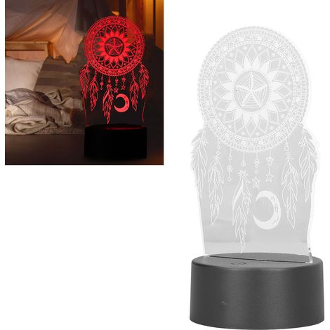 3D-Traumfängerlampe, farbenfrohes und blinkendes Touch-Nachtlicht, dekorative LED-Lampe fürs Kinderzimmer, Nachttischlampe, Kindergeburtstagsgeschenk, USB- oder batteriebetrieben (1/5)