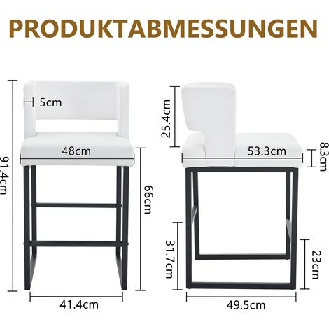 Lot de 2 chaises de salle à manger White+Black en similicuir 48 x 53.3 x 91.4 cm HOMAIRE (1/5)