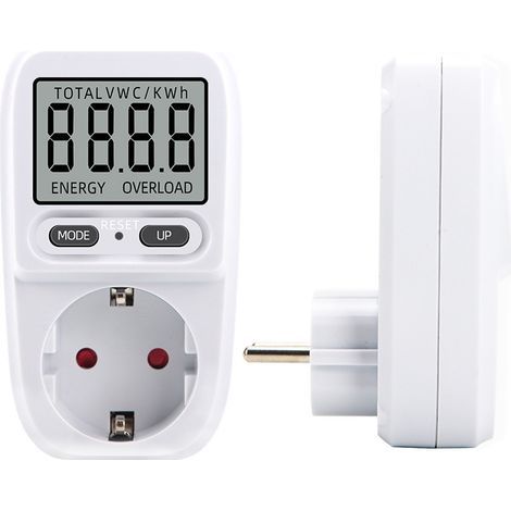 Wattmètre 230V/16A, compteur d'énergie enfichable, compteur de consommation d'énergie, contrôleur de consommation d'énergie avec écran LCD, puissance maximale 3680W (1 pièce) (1/4)