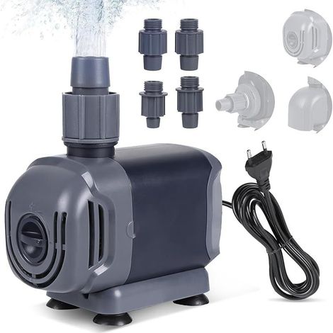 Bomba de agua sumergible para acuario de 55 W y 3500 L/H, minibomba ajustable de 2 m con 3 boquillas, bomba de agua ultra silenciosa 3 en 1 (succión lateral/succión inferior).