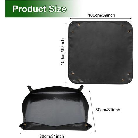 2pcs Plant Potting Mat 100x100cm PE Waterproof Gardening Mat Foldable Garden Pot Cushion for Repotting Succulent Plants Indoor Garden Plant Care (Black) (1/5)