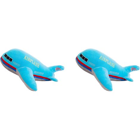 2 avions en peluche de 40 cm, coussins doux pour enfants, bleus - JBMEDIA (1/4)