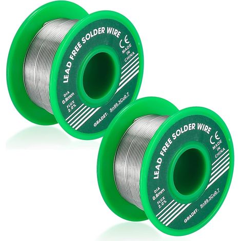 2 piezas de alambre de soldadura, alambre de estaño de 0,8 mm, 30 g, soldadura de estaño con núcleo de resina, para soldadura eléctrica, estaño para soldar (1/5)