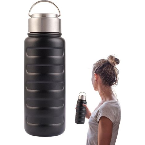 Tragbare, isolierte 1-Liter-Wasserflasche aus Edelstahl, auslaufsicher, ideal für mehrere Aktivitäten: Zuhause, im Freien, Wandern, Schule, Reisen, Camping.