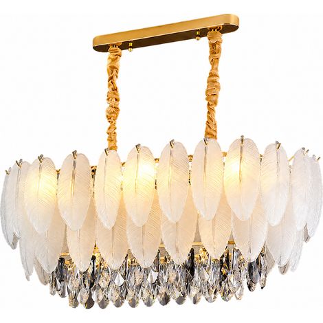 Suspension LED moderne au design plume 80 cm, dorée, 3 températures de couleur, élégante lampe pour table à manger