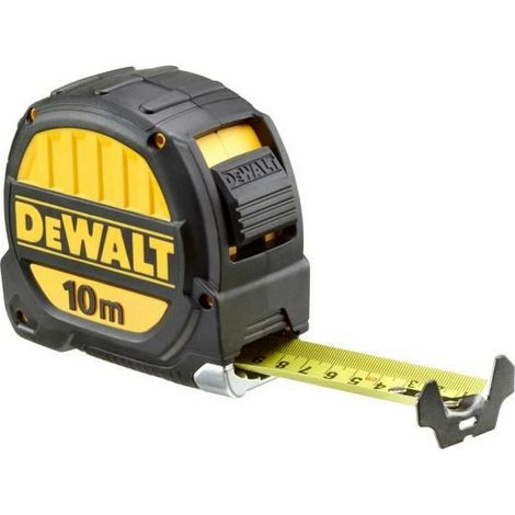 Cinta métrica premium DeWalt DWHT0-36116 de 10 m x 32 mm, gancho True Zero para mediciones internas y externas, clip magnético para fácil almacenamiento