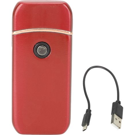 Briquet électrique d'extérieur coupe-vent sans flamme, rechargeable par USB double face, rouge (1/5)