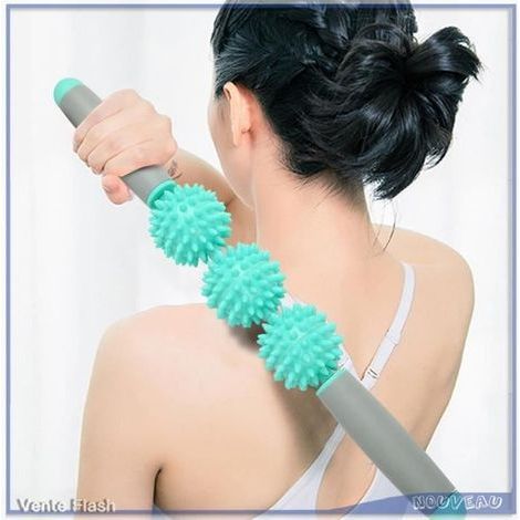 Muskelroller – V GEBY – Yoga-Massagestab – 3 Igelbälle – Ergonomisch – PVC/ABS (1/4)