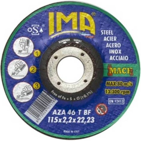 25 x IMA DISCO P/FERRO TAGLIO E SBAVO D 115X2,2 MM