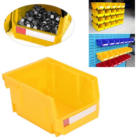 V1 Modulare, schräge Aufbewahrungsbox (135 x 105 x 76 mm), 2-in-1-Ablagebox für Tisch- oder Hängeaufstellung, gelbes Kunststoff-Aufbewahrungsregal (1/5)
