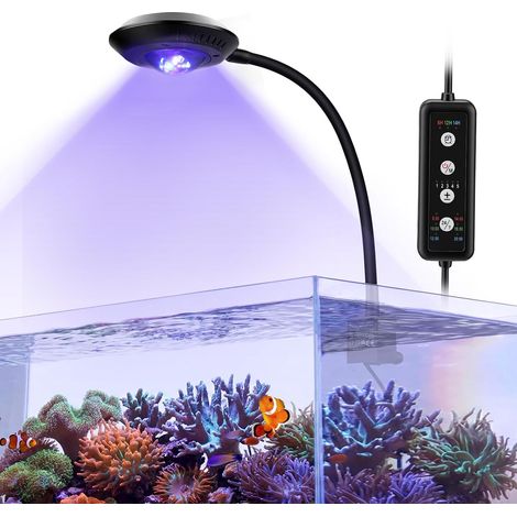 Éclairage d'aquarium d'eau de mer, éclairage LED à clipser 35 W, 4 modes, 3 minuteries, col de cygne réglable à 360 °, éclairage d'aquarium à spectre complet pour aquarium de poissons Reef (1/5)