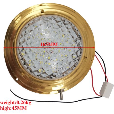 Marine stainless steel dome ceiling light, 3-inch and 5-inch LED lights for RV living room ceilings, gold yacht light accessories - 5-inch gold hand-operated light - ceiling light (1/4)