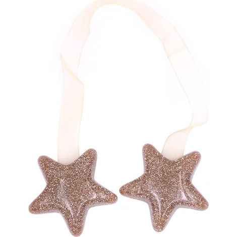 Boucles de rideau magnétiques en soie avec étoiles dorées brillantes, accroche sans percer. (1/5)