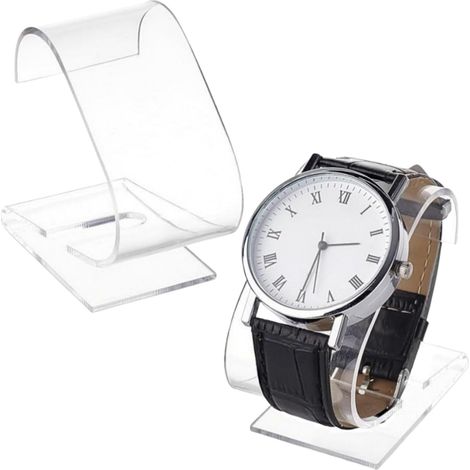 Lot de 2 présentoirs transparents en acrylique pour montres, 7 x 6 x 3,5 cm, support robuste pour montre-bracelet, idéal pour hommes et femmes à la maison ou au bureau (1/5)