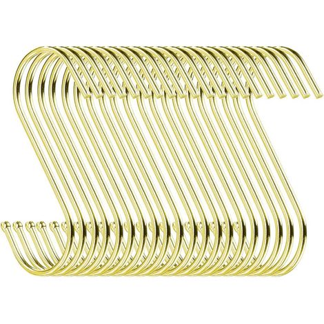 ZOLGINAH Lot de 30 crochets de suspension robustes en forme de S de 9 cm pour cuisine, salle de bain, chambre à coucher et bureau (doré) (1/5)