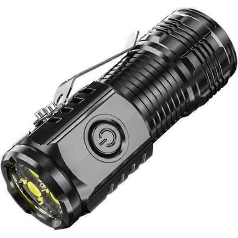 Mini lampe torche tactique LED ultra-lumineuse de poche pour le camping, rechargeable par USB (1/4)
