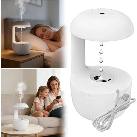 Humidificateur ultrasonique anti-gravité effet pluie ascendante silencieux 800ml diffuseur arômes veilleuse design compact bureau chambre (1/5)