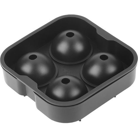 Silikon-Eiskugelform mit 4 Mulden für Whisky, Cocktails und andere Getränke – Schwarz (1/5)