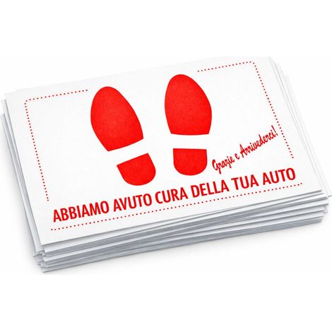 100 Tappetini per auto in carta con misura 35x50 cm - Tappetini usa e getta per auto, concessionarie, autofficine - Colore Bianco con grafica ROSSA (1/5)