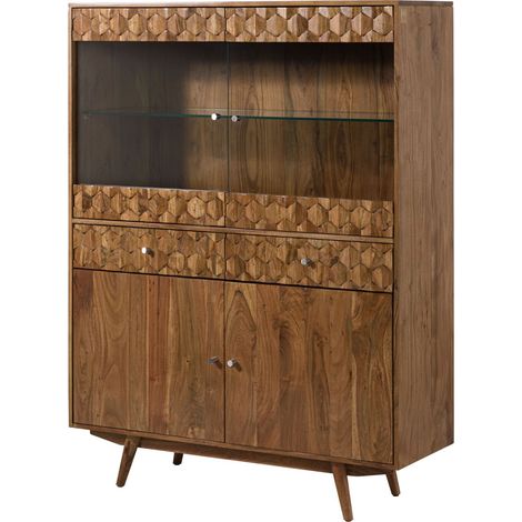 Highboard Akazie 120x42x160 Akazie natur lackiert MOSAYK 115