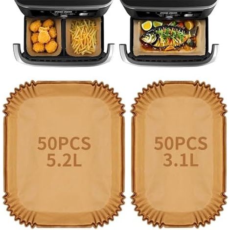 100 PCS Papier Cuisson Air Fryer Pour Air Fryer Philips Airfryer Série 3000, Papier Sulfurisé pour Moulinex EZ901820 5,2L/3,1 L, Accessoires Air Fryer pour Air Fryer Lakeland Tower Salter (1/5)