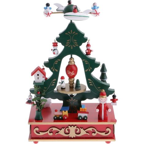Boîte à Musique Arbre de Noël - Boîte à Musique à Remontage Manuel - Décoration de Noël pour Intérieur - Lot de 4 (1/5)