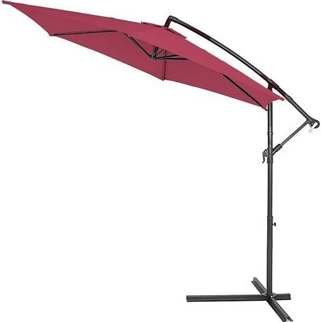 Parasol de Jardin décentré, mât en Aluminium, Fermeture à manivelle Base en Croix, 3 x 3 m