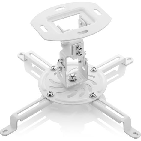 1 Support Plafond pour Vidéoprojecteur, Universel, Inclinable +-15°, Pivote 360°, Charge 13,5Kg, Blanc
