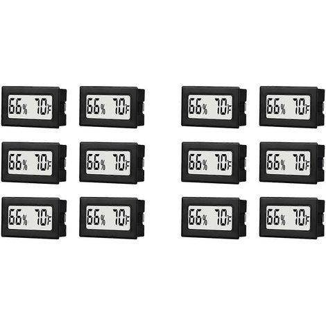 Lot de 2 mini hygromètres-thermomètres numériques d'intérieur avec capteur de température et d'humidité, affichage en degrés Fahrenheit (℉) pour bocaux et caves à cigares. (1/5)
