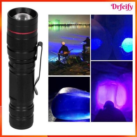 Akozon Lampe de poche UV Lampe de Poche, Mini Lampe de Poche Light Télescopique Focus Portable 365 Nm Lampe de jardin torche (1/5)
