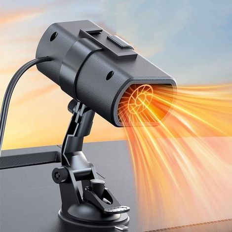 Riscaldatore elettrico per auto con ventosa, nero, 2 in 1 riscaldamento/raffreddamento, flusso d'aria rapido, angolo regolabile, sbrinamento e deumidificazione (1/5)