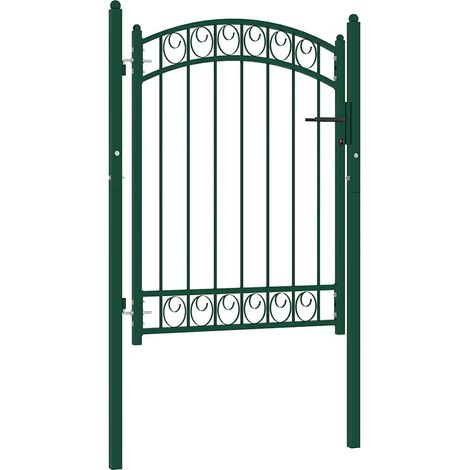 Portail de clôture EMMEN à arc surbaissé, en acier, 100 x 98,5 cm, vert