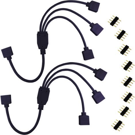 4 broches 1 vers 2, 1 au 3, 1 vers 4 Ports LED RVB câble répartiteur Flex LED strip connecteur pour SMD 5050 3528 2835 LED RVB Flexible ruban LED Ruban Bande de LED Light W/Male 4pin adaptateur Plug