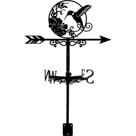Girouette De Jardin Extérieure en Fer Noir avec Motif De Colibri Et Fleur Indicateur De Vent Décoratif pour Toit Maison Ferme Terrasse Cour Ou Abri De Jardin Durable 10,4 x 14 Pouces (1/5)