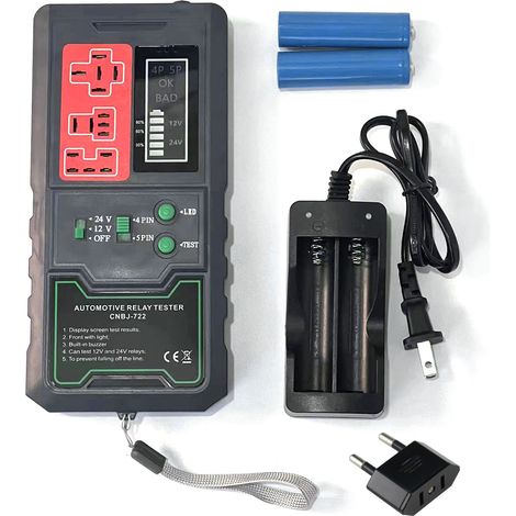 Eosnow Tester relè elettronico per auto 12V 24V, controllo batteria auto, strumenti diagnostici per auto con spia LED (1/5)