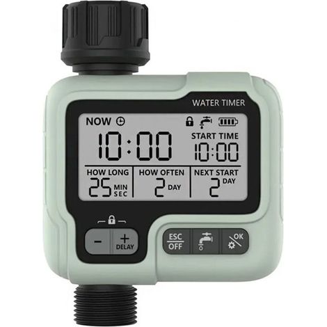 Minuterie d'irrigation Contrôleur d'eau IPX5 Arroseur automatique manuel étanche avec grand écran LCD Installation facile pour balc