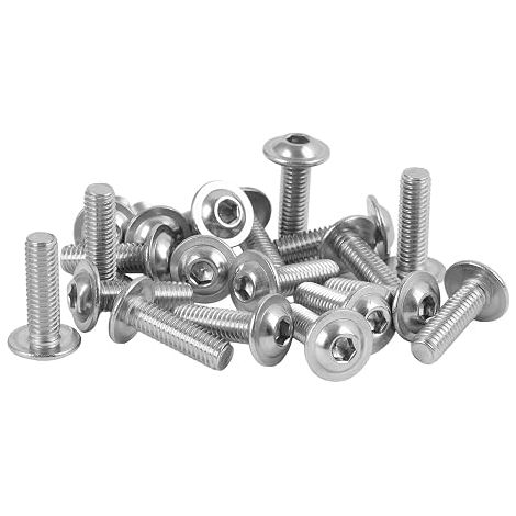 Vis à Tête Bombée Avec Bride M6, Vis à Métaux à Tête Plate à Six Pans Creux, Inox Avec Bride, Ensemble Et Boulon M6x20mm Hexagone Pour Assemblage Mécanique (1/4)
