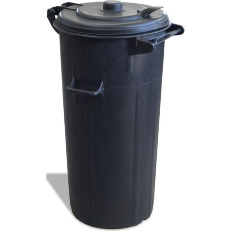 Bidone per immondizia in PEHD con manici e coperchio a cerniera -80 lt - Ø 44.5 / 34.5 x h 74 cm