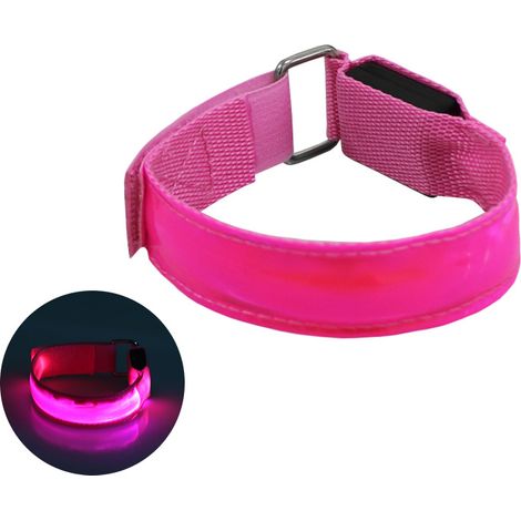 Brassard lumineux pour cyclisme en plein air, course de nuit, bracelet lumineux, bande d'avertissement, rose (1/4)