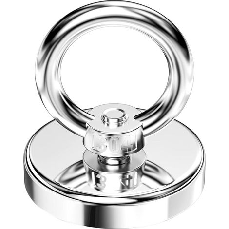 Aimant de Pêche Super Puissant 80 Kg Force de Traction, Diamètre 48 mm, Crochet Magnétique, Rond Aimant en Pot pour Pêche À L'Aimant, Récupération de Rivière, l'aventure en Plein Air (1/5)