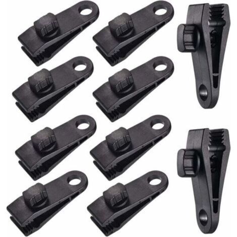 10er-Pack Clips für Planen, Zelte, Autos, Camping, schwarz