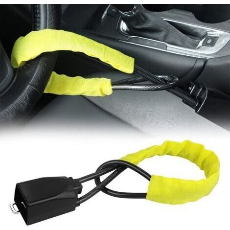 Jaune, serrure de volant serrure de ceinture de sécurité antivol sac à main serrure convient à la plupart des voitures SUV golf cart,655.7cm