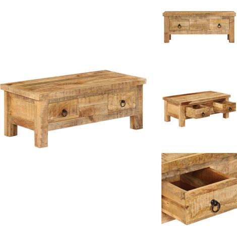 Table basse 90x45x35 cm Bois de manguier massif - Table Basse - Meuble Ancien - Table D'appoint - Bois De Manguier - Table Vintage (1/5)