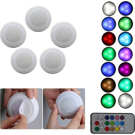 SET MIT 5 RGB-LED-SPOTLIGHTS MIT MEHRFARBIGEN DEKO-SPOTLIGHTS UND FERNBEDIENUNG TEB0314