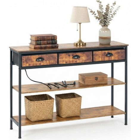 FurnitureR Industrial Sideboard Console Table with UK Plug and USB (1/5)