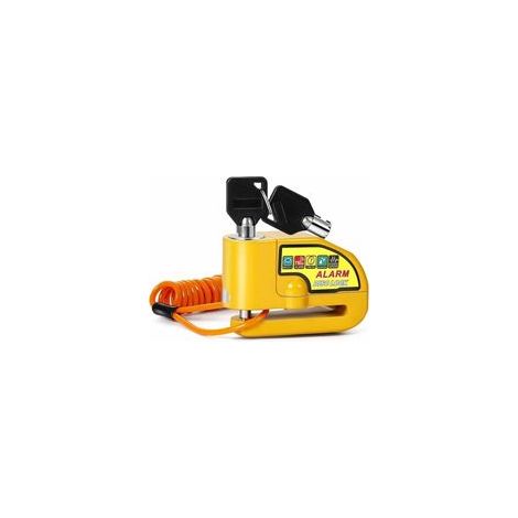 Bloc Disque Alarme Antivol Moto Bloque Disque Scooter Disc Lock avec Alarme de 110db,2Clés,1.5m Câble Antivol,1 Sac de Bloc Disque Alarme pour Moto/Vélo/Scooter (Jaune) (1/5)