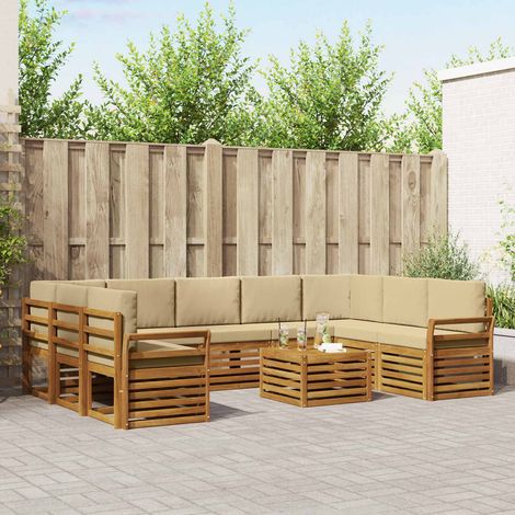 vidaXL Outdoor-Sofagarnitur 10 Stk. Natur und Beige (1/5)