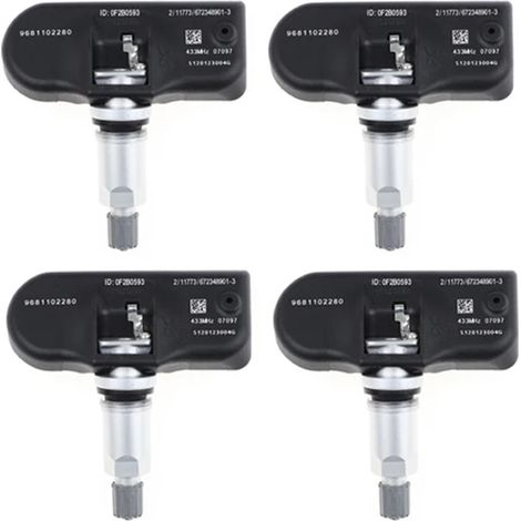 -4 9681102280 Capteurs de pression des pneus 433 MHz pour véhicules Peugeot 407, 207, 307, 607, 508 et 807 compatibles avec Citroën C4, 5, 6, 7 et 8 9659452180 (1/5)